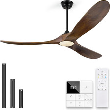72" Outdoor Ceiling Fan with Remote, Lights Quiet DC Motor - Deep Walnut