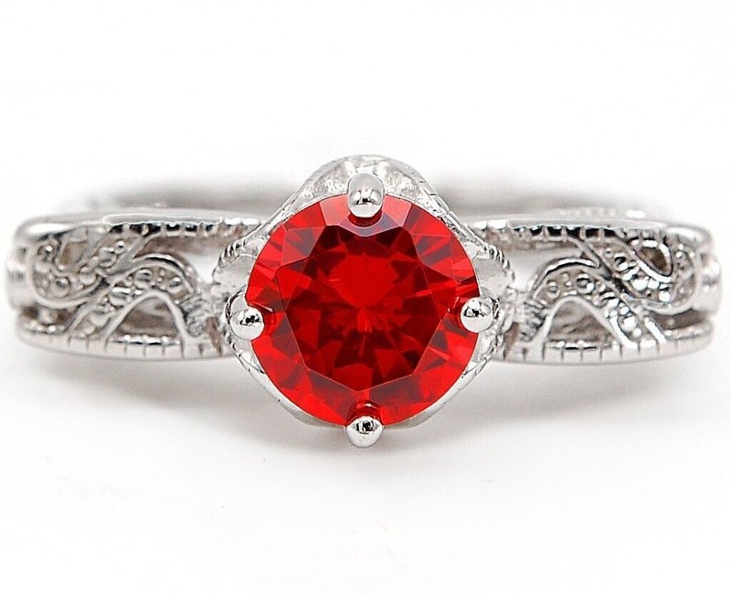 1CT  Fire Garnet 925 Solid Sterling Silver Ring Sz 7 U1-5
