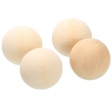 4 runde Holzkugeln 60mm f&uuml;r Durchmesser, unfertige Massivholzperlen