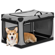 30" Soft Portable Dog Crate   Patented Spiral Sturdy Frame, Collapsible Trave...