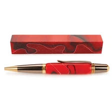 WOODRIVER Acrylic Poly Resin Pen Blank - Cherry Lava Swirl Blank Only-Pen Kit SO