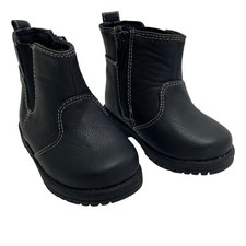The Children's Place Toddler Boy 4 Black Chelsea Ankle Boots Side Zip Closure