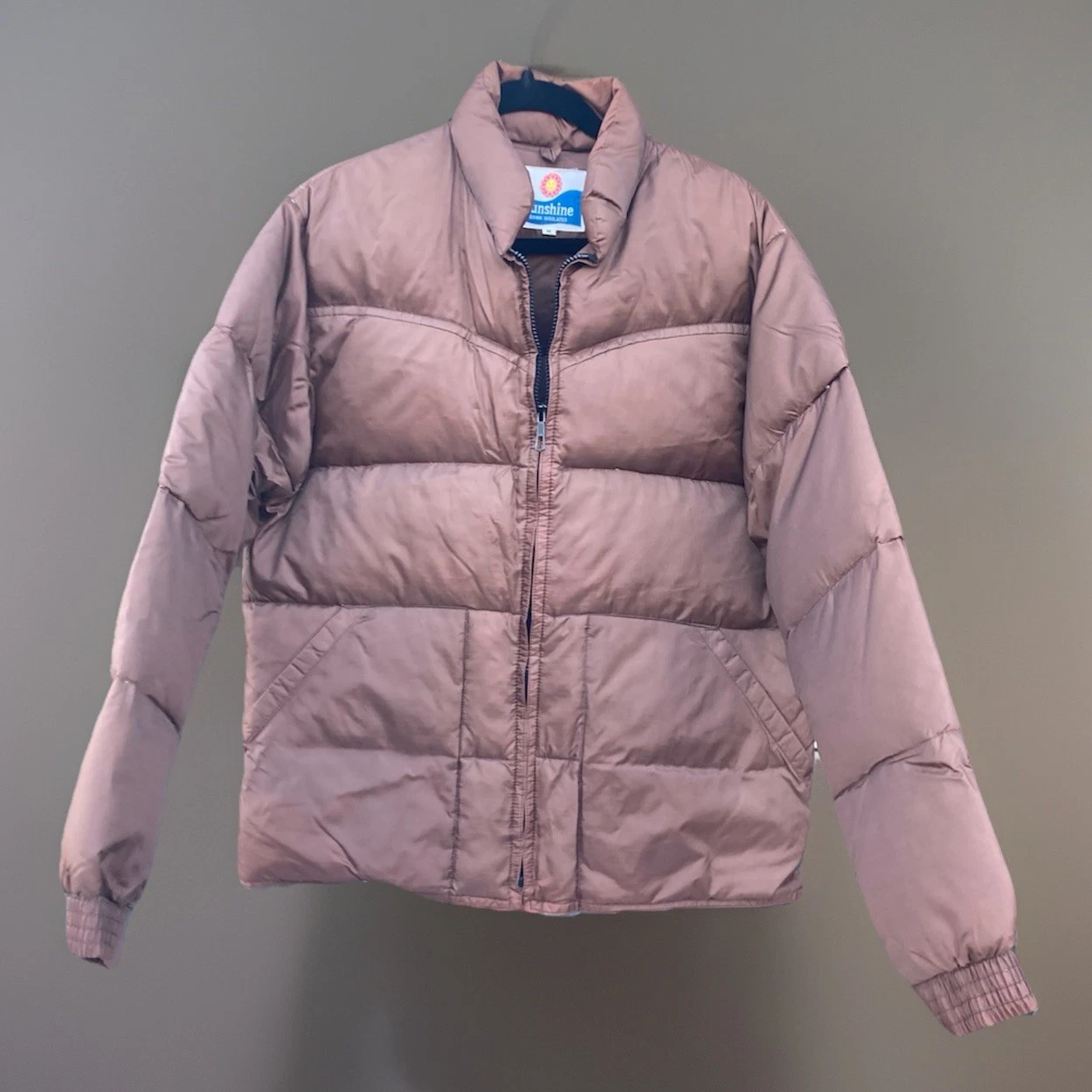 Vintage 70’s Down Insulated Medium Brown Sunshine Hippy Nylon Puffer Coat