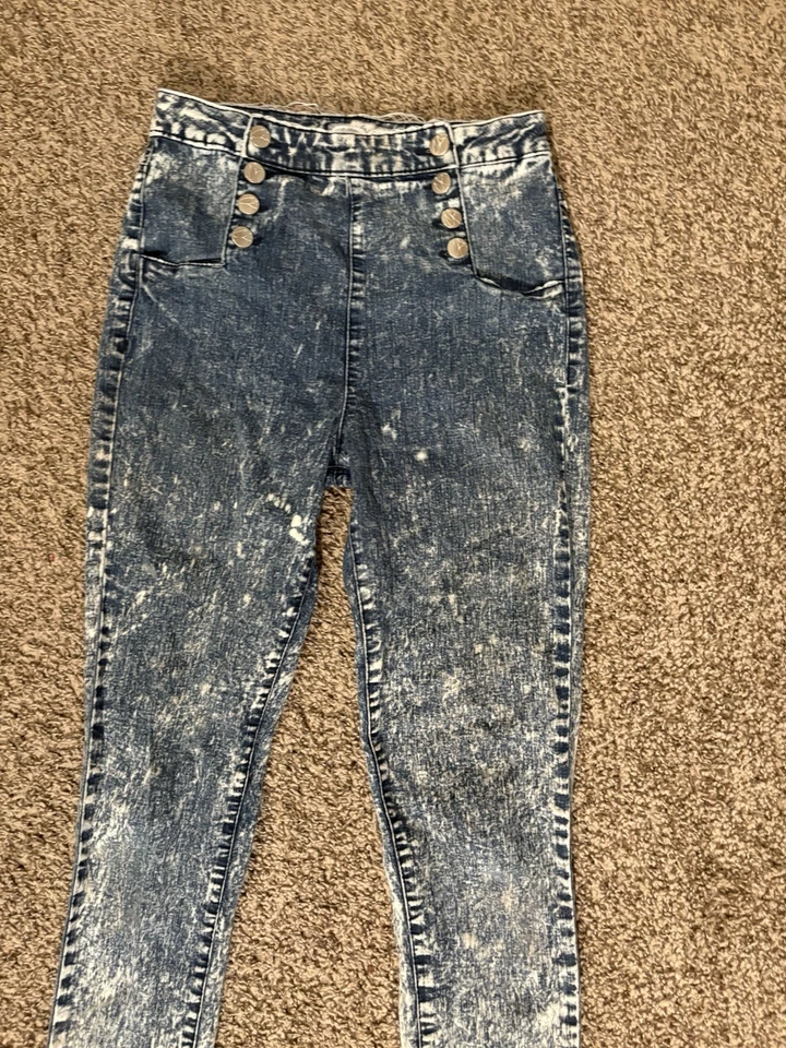 Pantalones de mezclilla Crave Fame para mujer talla 3 lavado ácido tiro alto pierna ajustada Foto 2 de 4