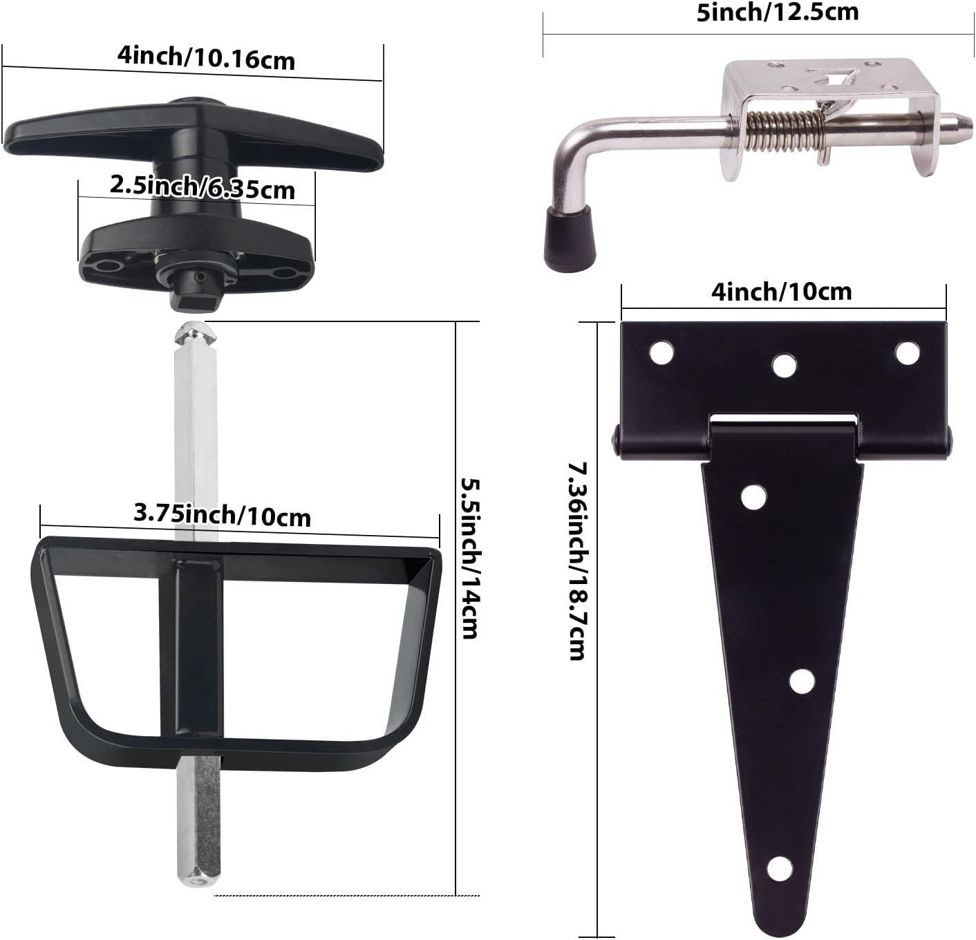 Shed Door Hardware - Complete with Hinges, Latches, and T-Handle Lock - Inclu...