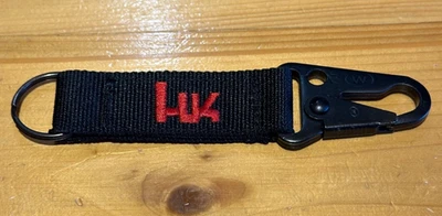 HECKLER & KOCH Leather Tactical HK EDC Clip Fob Keychain - Black Nylon
