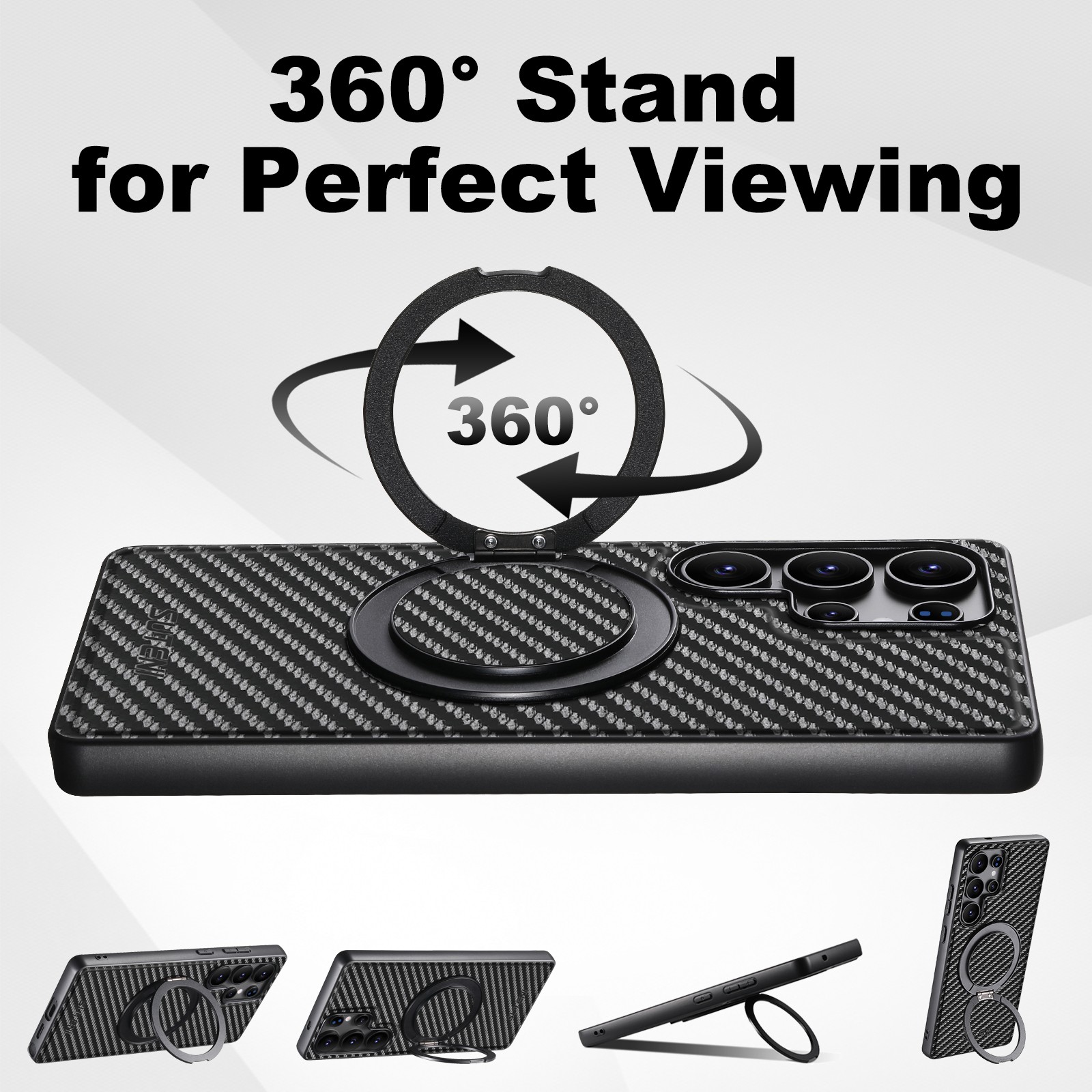 For Samsung Galaxy S25 Ultra S24 S23 S22 Carbon Fiber Rotate Stand Case Magnetic