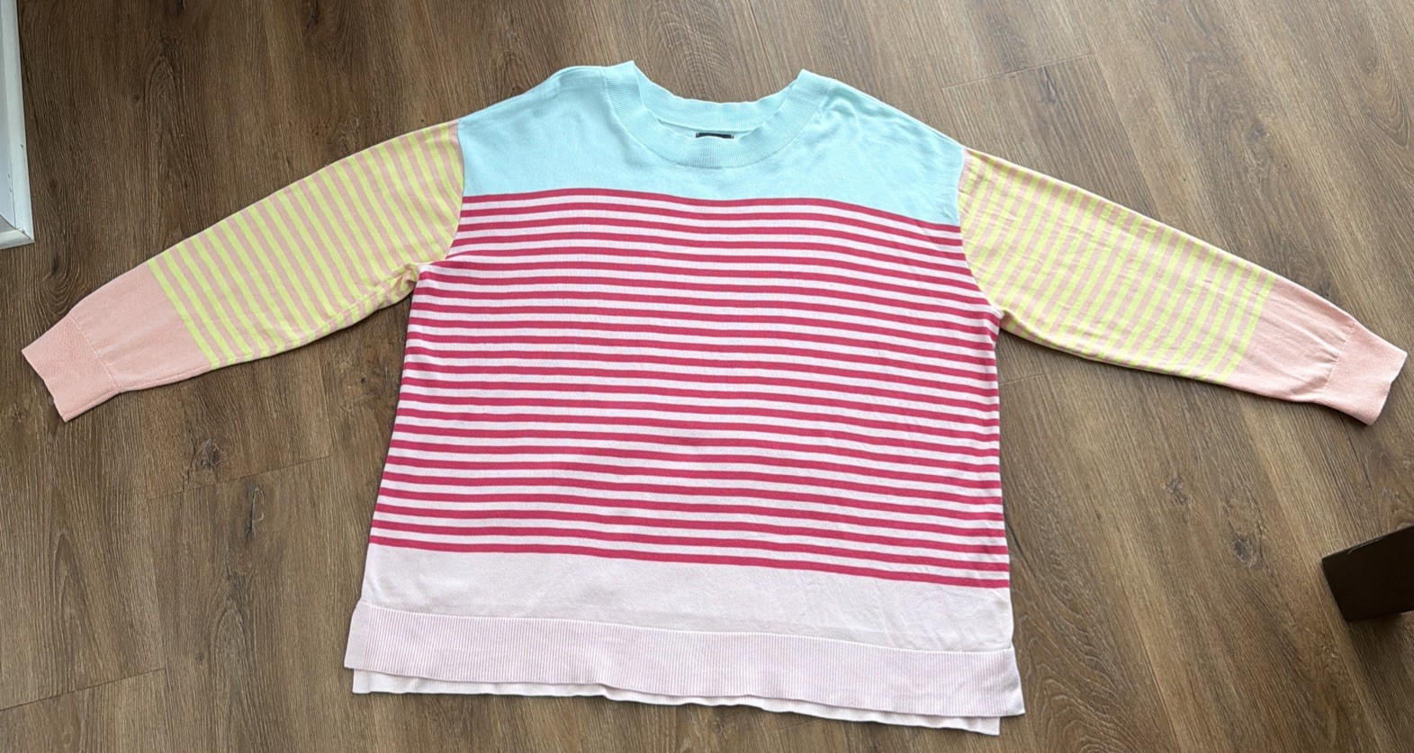 Lands End Sweater Womens 1X (16W-18W) Multii-color Striped Drifter Long Sleeve