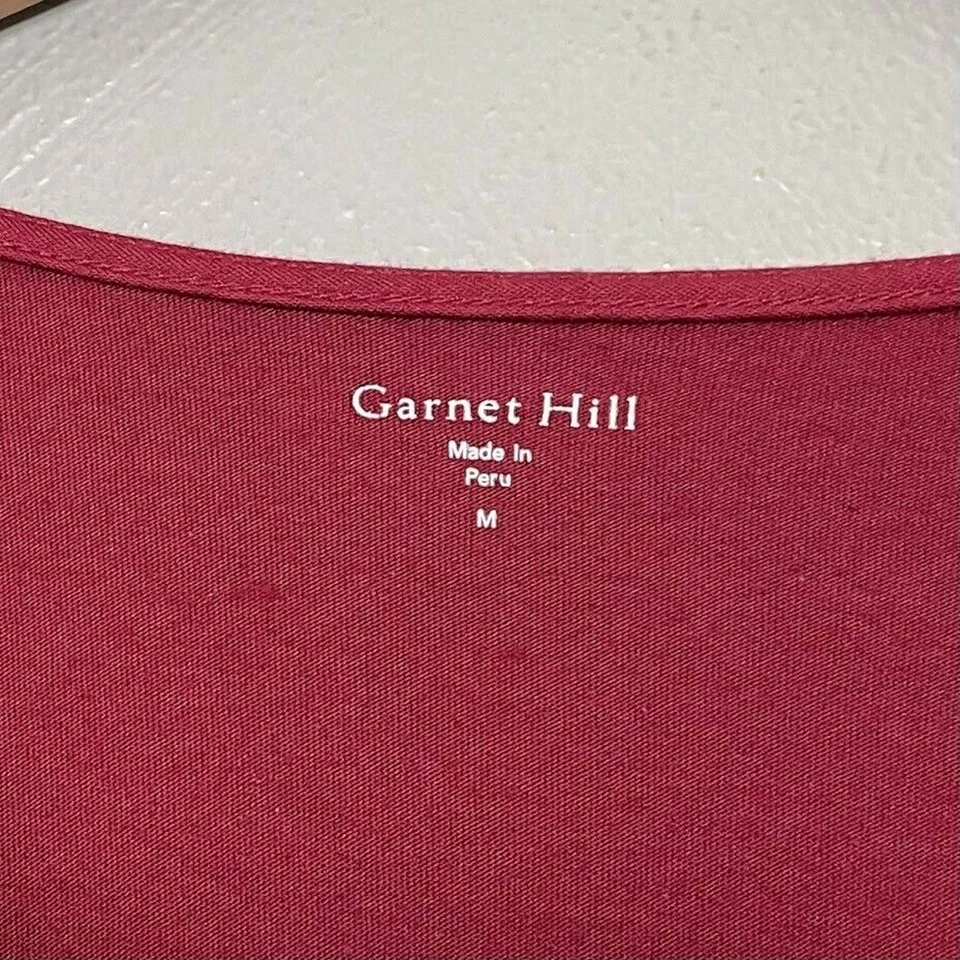 Garnet Hill Babydoll Tunic Size M Mini Dress Burgundy Pima Modal Knit Faux Wrap - Image 4 of 4