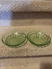 2 Vintage Green Depression Glass Fruit/Berry Cereal Salad Bowls 5 1/2” Very Good