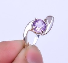 Purple Amethyst Solid 925 Sterling Silver Handmade Ring S.8 R24,