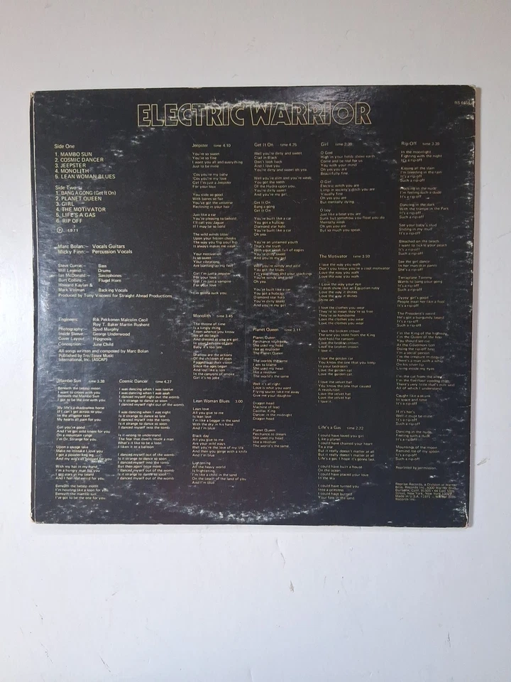 Vinyl Record LP T. Rex Electric Warrior VG - Image 2 of 4