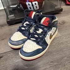 Nike Boys Air Jordan 1 Mid SE FN1353-400 White Blue Denim Sneaker Shoes Size 4Y