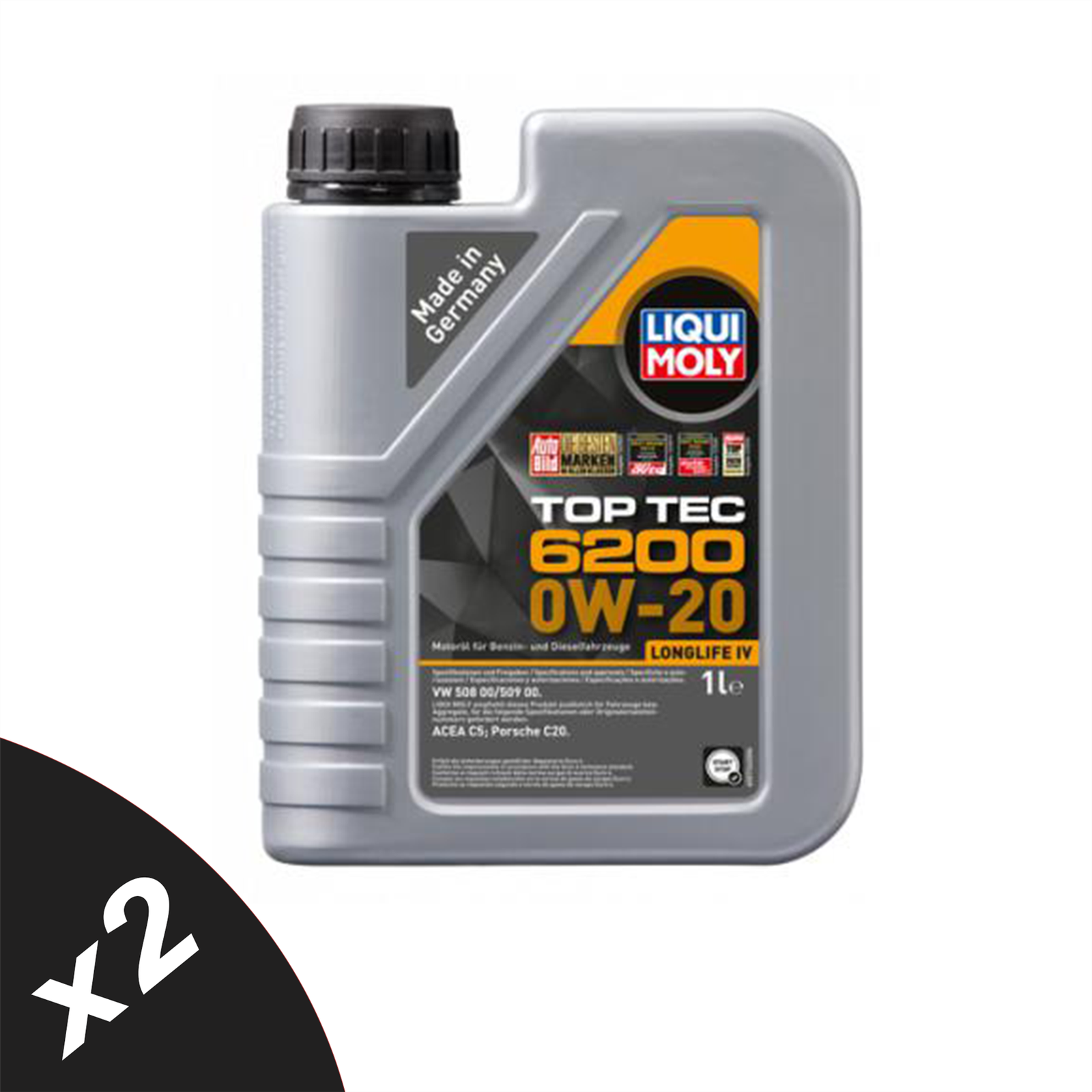 Liqui Moly TOP TEC 6200 0W-20 Fully Synthetic Engine Oil ACEA C5 Vw 508/509 2x1L