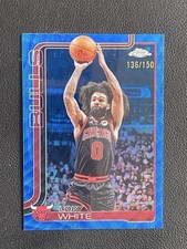 Coby White 2025-26 Topps Chrome Blue Wave Refractor Base /150 #80