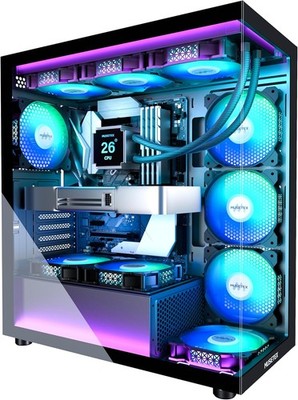 MUSETEX PC Gehäuse ATX Vorinstallation 7 PWM ARGB-Lüfter, Mid Tower ATX Computer