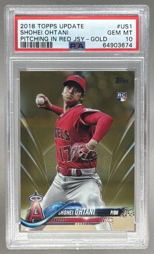 Shohei Ohtani 2018 Topps Update #US1 Gold Rookie RC 1406/2018 PSA 10