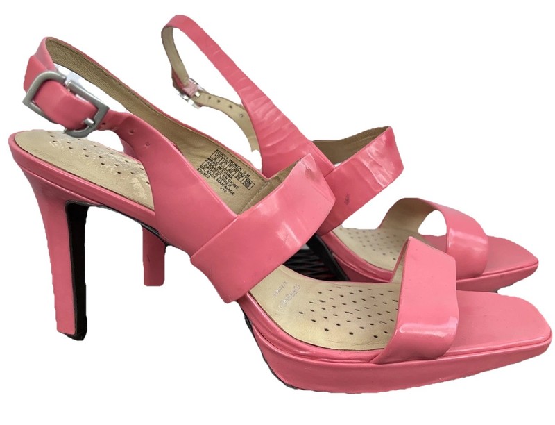 Rockport 9 Pink Adiprene by Adidas Cushion Leather Wide Strap Heeled Sandal