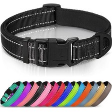 Reflective Dog Collar, Soft Neoprene Padded, Metal D-Ring