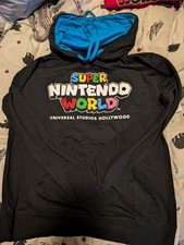 NEW XL Universal Studios Hollywood Super Nintendo World Black  Blue Hoodie