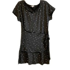 Skinnygirl Deborah Draped Side Tie T-Shirt Dress Black Galaxy LARGE