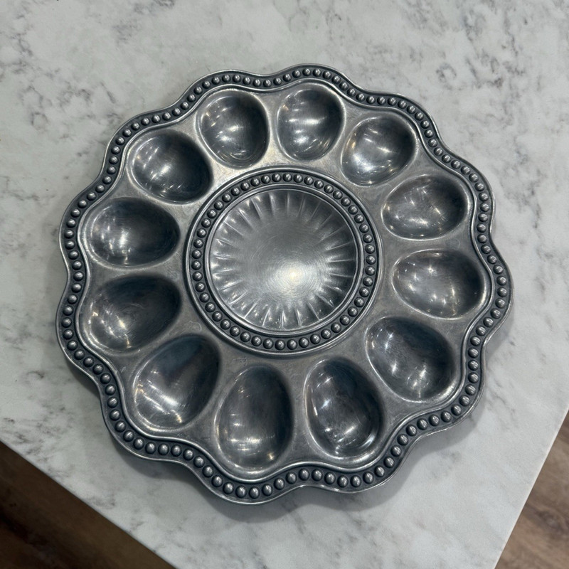 RWP Pewter Round Serving Tray 12 Compartments 14 oz Silver Metallic #22550