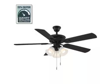 Hampton Bay Glendale III 52 in. LED Indoor Matte Black Ceiling Fan with Light