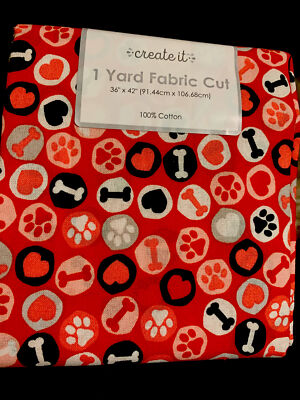 Create It 1 Yard Fabric Cut   Puplv Hearts   100% Cotton NEW