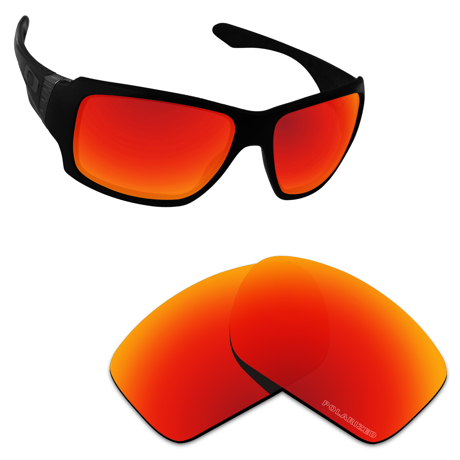 Hawkry SaltWater Proof  Fire Red Replacement Lense for-Oakley Big Taco-Polarized