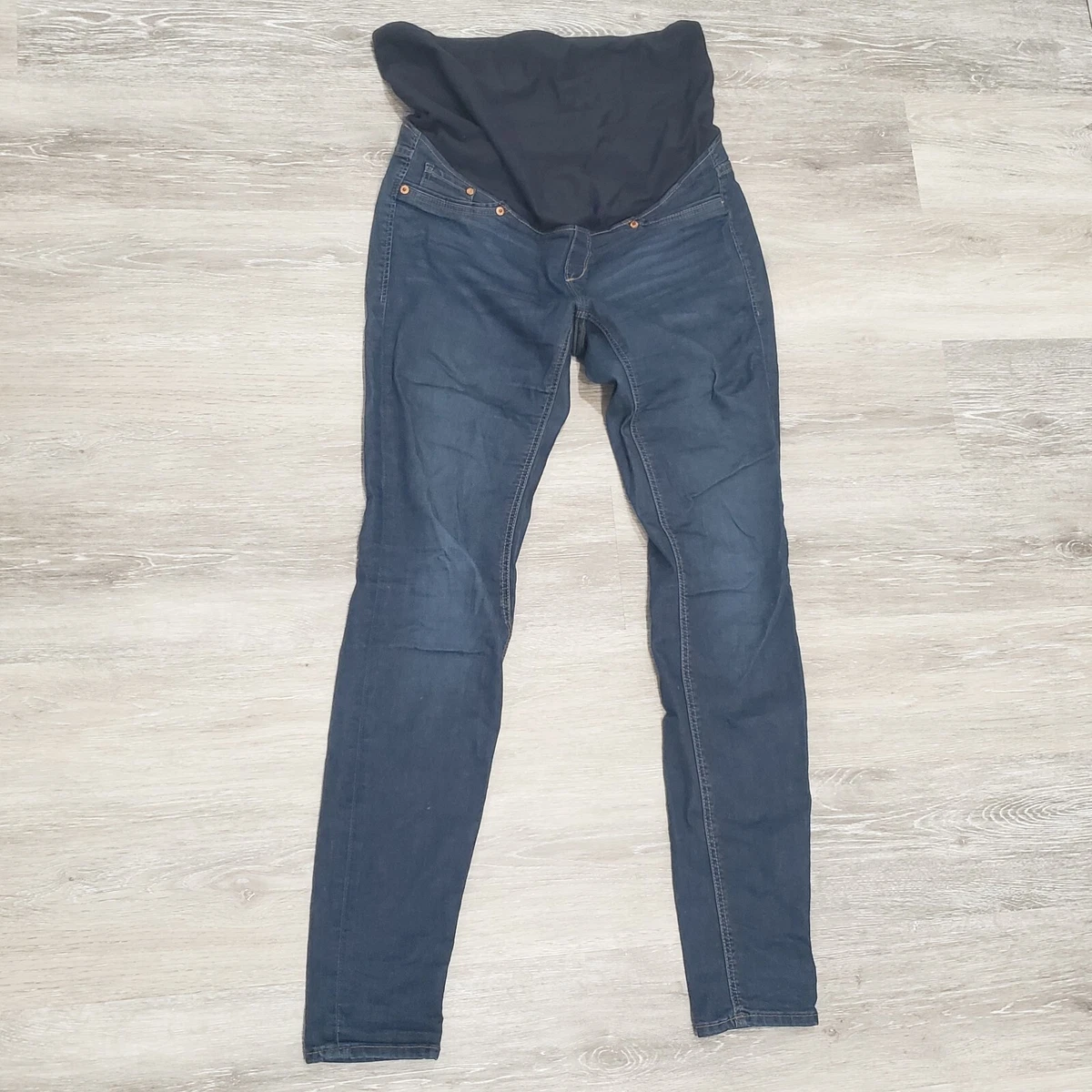 H&M By Maternity Mama Super Skinny High Rib Jeans Blue - Size 8 Medium