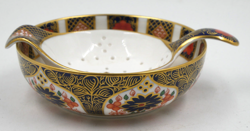 BEAUTIFUL ROYAL CROWN DERBY OLD IMARI 1128 TEA STRAINER & BOWL 1st QTY UNUSED - Bild 2 von 5