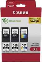 3 Canon Druckerpatronen Tinte 2X PG-560 Xl Bk / CL-561 Xl Tri-Color Multi Value