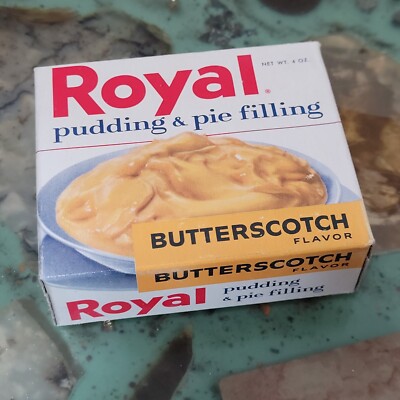 NOS Vintage 1950s Royal BUTTERSCOTCH pudding pie filling Full Box Set Prop 1958