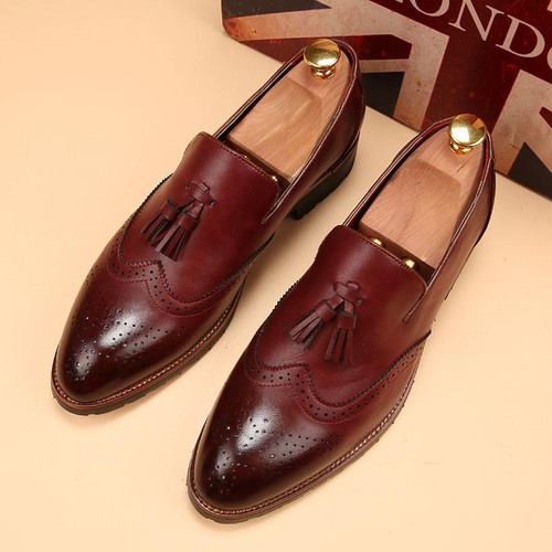 Handmade Men Wingtip brogue Tassels 