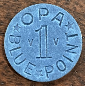 Blue OPA One Point Tokens Letters VV World War Two WWII Ration