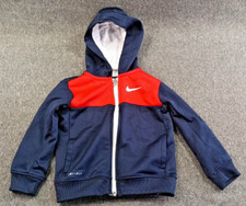 Nike Dri-Fit Boys 24M Blue Red Full Zip Hooded Jacket