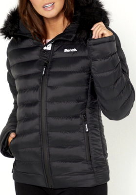 New Womens Bench Faux Fur Trim Padded Jacket Black Size UK 22 | eBay