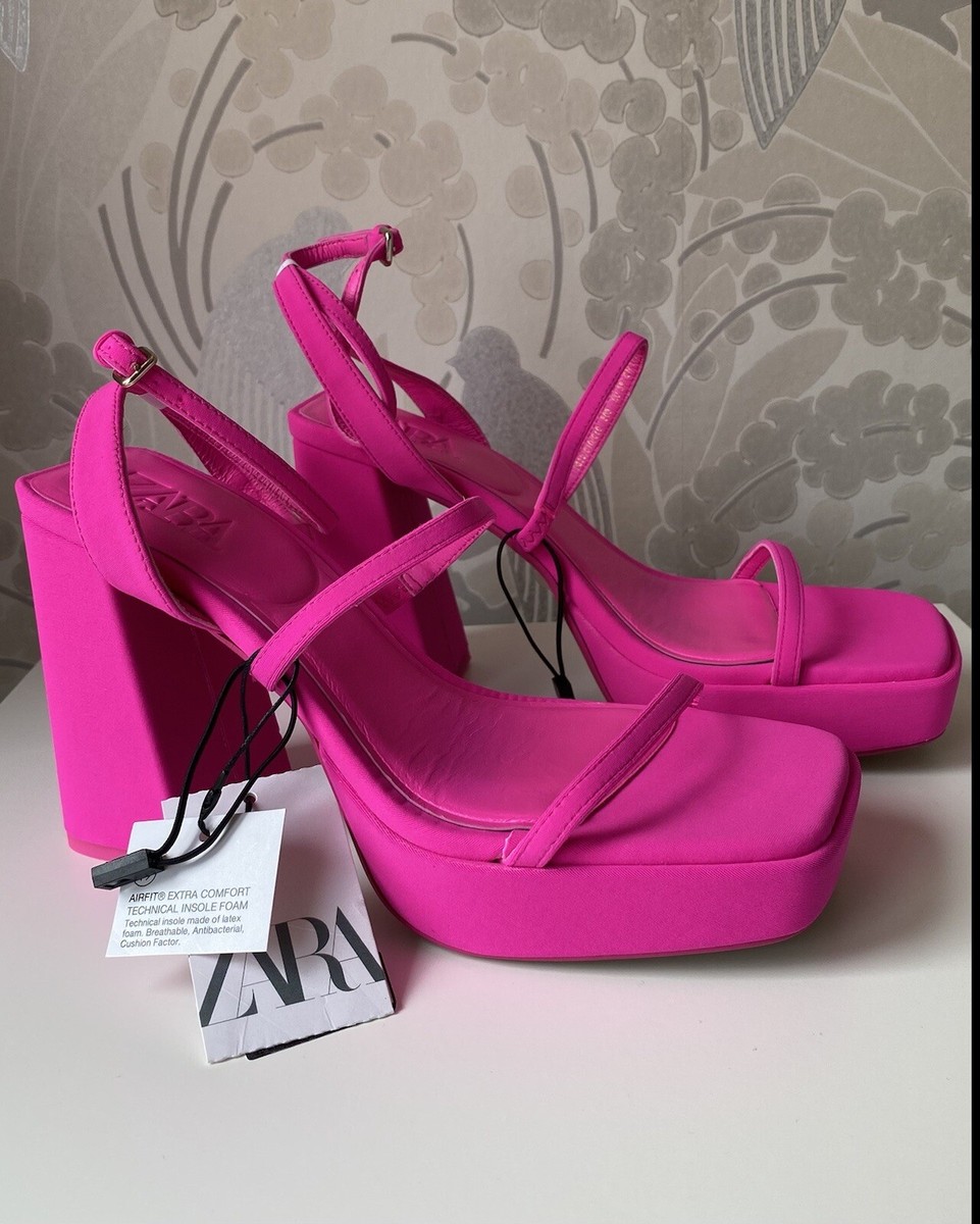 Block Heels Zara Hot Pink Heels ZARA Hot Neon Pink Block Heeled