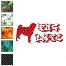 Pug Life Dog Silhouette, Vinyl Decal Sticker, 40 Patterns  3 Sizes, 3693