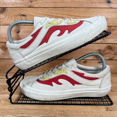 Vans Turnschuhe Damen Größe UK 5 Bold Flame beige rot Leder Skaterschuhe OTW
