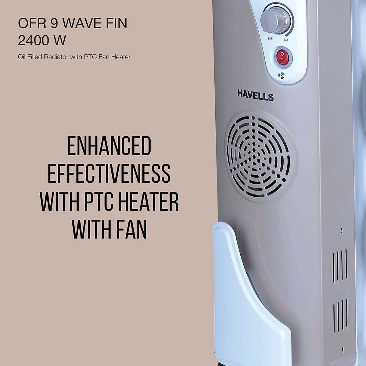 Havells OFR 9 Wave Fins with Fan Beige 2400 W white Room Heater | eBay
