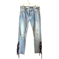 Anthropologie Pilcro Slim Straight Tie Ankle Velvet Jeans sz 26