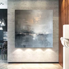 Hand-painted Gray abstract oil Painting on canvas Home Wall Decor 24in