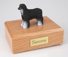 Black White Afghan Hound Pet Funeral Cremation Urn Avail 3 Diff Colors  4 Sizes