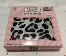 The Vintage Cosmetic Co. White Leopard Print Satin Pillowcase-Standard Size NIB