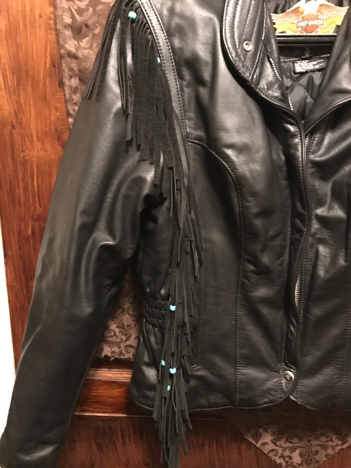 HARLEY DAVIDSON Womens MED Motorcycle Leather Jacket W Tassels
