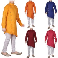 Boy's Cotton Kurta Pajama Set Ethnic Traditional Indowestern Kids Festive Wear