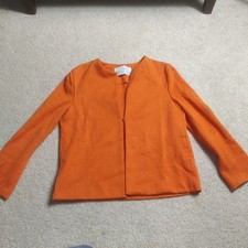 Harris Wharf London Cropped Jackets Women's 40 Orange Cotton Stretch Long Sleeve