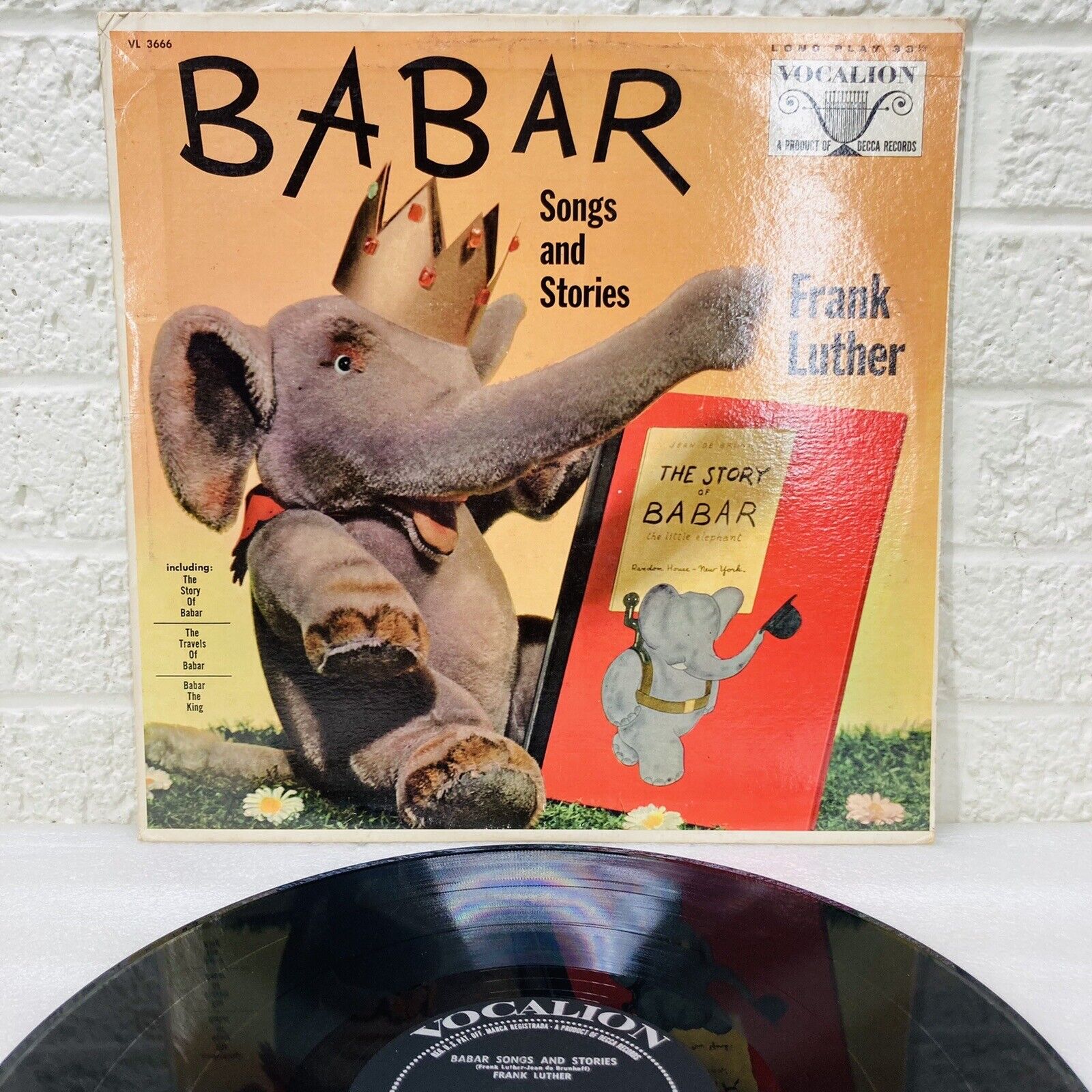 Frank Luther Babar Songs and Stories 12" LP Vocalion VL-3666 1959 • EX‼
