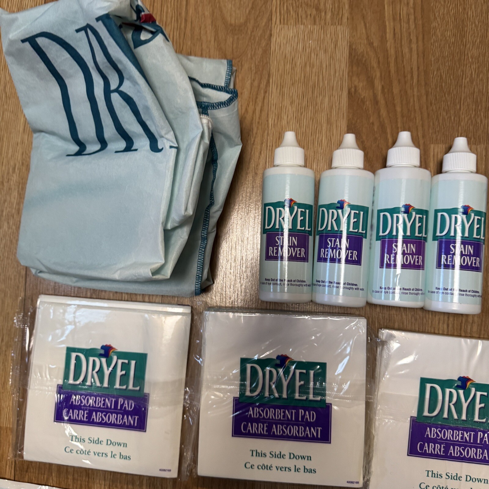 Vtg Dryel LOT bags, dryer cloths, stain remover, absorbent pads 1997 Bundle